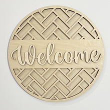 Welcome Hello Geometric Designs Round Doorhanger