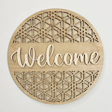 Welcome Hello Geometric Designs Round Doorhanger