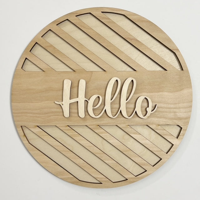 Welcome Hello Geometric Designs Round Doorhanger