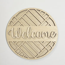 Welcome Hello Geometric Designs Round Doorhanger