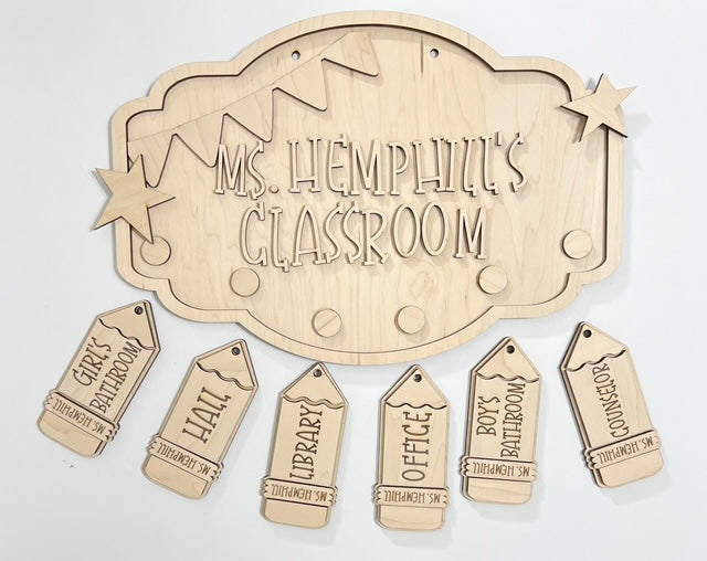 Personalized Teacher Classroom Hall Pass Hanger