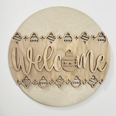 Welcome Christmas Double Border Ornaments Round Doorhanger 10
