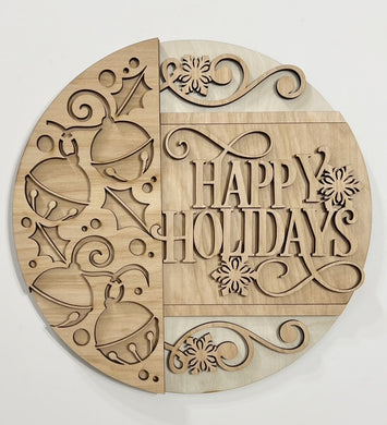 Happy Holidays Christmas Ornaments Fancy Round Doorhanger 10