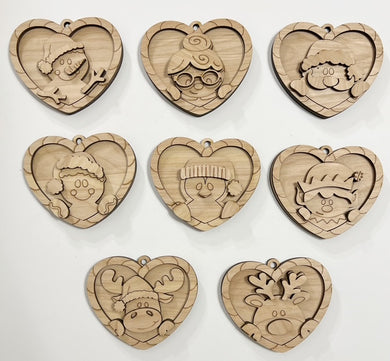 Candy Cane Heart Winter Christmas Ornament Tags Set of 8