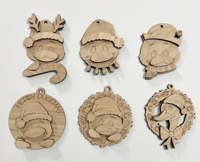 Duck and Goose Winter Christmas Ornament Tags Set of 6