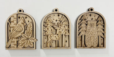 Arched Winter Christmas Ornament Tags Set of 3