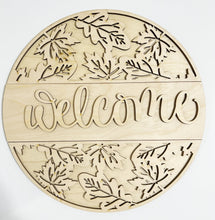 Welcome All Over Fall Leaves Leaf Round Doorhanger
