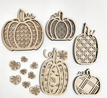 Set of 5 Standing Decorative Fall Pumpkins