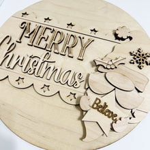 Merry Christmas Believe Santa Gnome Round Doorhanger