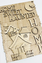 Home Sweet Haunted Home Spooky Halloween House Ghosts Bats Moon Rectangle Doorhanger