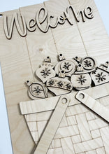 Interchangeable Bases and Door Hangers for Seasonal Basket Inserts and Add Ons