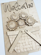 Interchangeable Bases and Door Hangers for Seasonal Basket Inserts and Add Ons