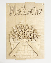 Interchangeable Bases and Door Hangers for Seasonal Basket Inserts and Add Ons