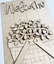 Interchangeable Bases and Door Hangers for Seasonal Basket Inserts and Add Ons