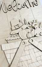 Interchangeable Bases and Door Hangers for Seasonal Basket Inserts and Add Ons