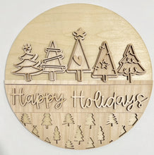 Sketch Christmas Trees Happy Holidays Christmas Round Doorhanger
