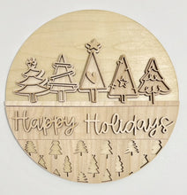 Sketch Christmas Trees Happy Holidays Christmas Round Doorhanger