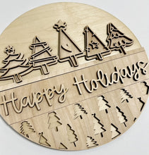 Sketch Christmas Trees Happy Holidays Christmas Round Doorhanger