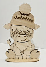 Highland Cow Standing Shelf Sitter with Interchangeable Seasonal Hats