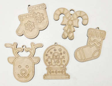 Kids Christmas Ornaments Set of 5 Color Yourself Ornaments