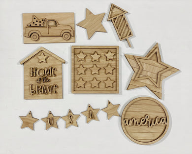 America Home of The Brave Tiered Tray Set