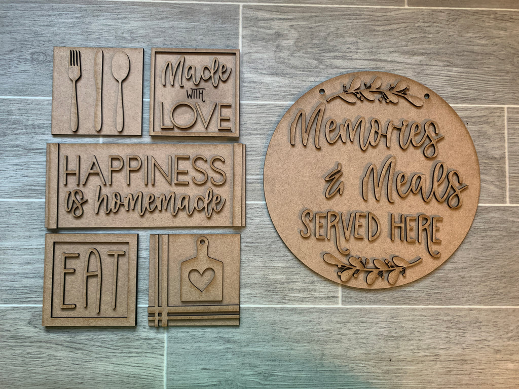 Kitchen Wall Collage Set Sawdust & Swirls