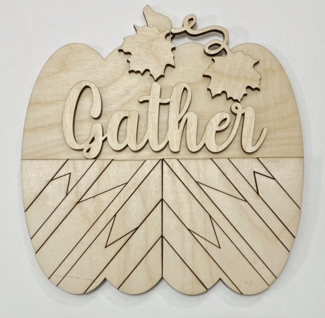 BoHo Patchwork Pumpkin with 3D Word Cutout Doorhanger