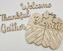 BoHo Patchwork Pumpkin with 3D Word Cutout Doorhanger