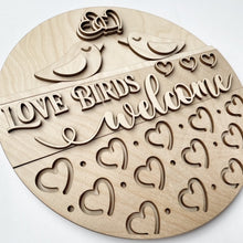 Love Birds Welcome Hearts Valentine's Day Round Doorhanger