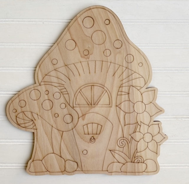 Mushroom House with Flowers Blank Cutout