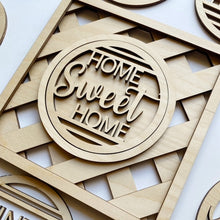 Interchangeable Lattice Shelf Sitter with 12 Round Seasonal Inserts