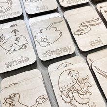 Sea Animals Memory Game - Wood Matching Game - Make a Match Educational Game - Wood Puzzle - Montessori - Open Ended Play - Learning