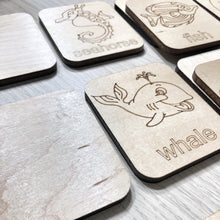 Sea Animals Memory Game - Wood Matching Game - Make a Match Educational Game - Wood Puzzle - Montessori - Open Ended Play - Learning
