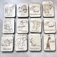 Zoo Animal Themed - Memory Game - Wood Matching Game - Make a Match Educational Game - Wood Puzzle - Montessori - Open Ended Play - Learning