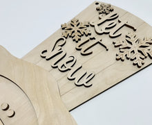 Top Hat Snowman Let It Snow Doorhanger