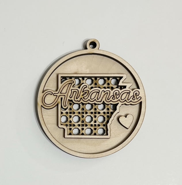 Rattan Cutout State Double Layered Ornament