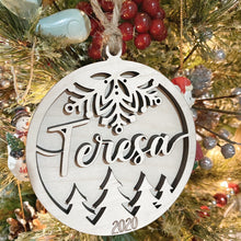 Custom Name Wood Laser Cut Christmas Ornament Personalized