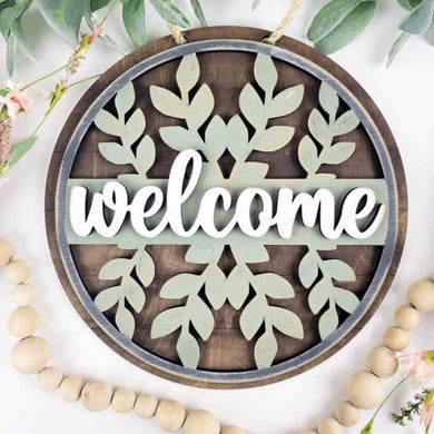 Welcome Leaves Round Doorhanger