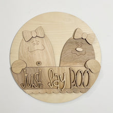 Just Say Boo Girl and Boy Ghosts Round Doorhanger