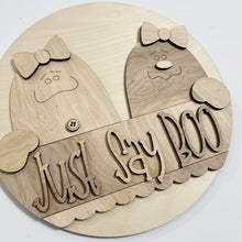 Just Say Boo Girl and Boy Ghosts Round Doorhanger
