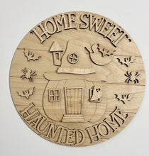 Home Sweet Haunted Home Pumpkin Spooky Halloween House Round Doorhanger
