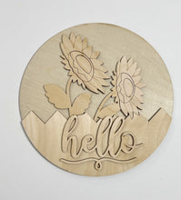 Realistic Sunflowers Welcome Fence Round Doorhanger
