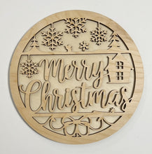 Merry Christmas Hanging Snowflakes House Bow Round Doorhanger