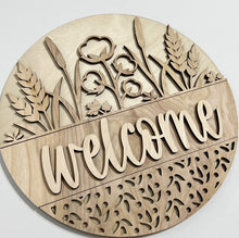 Welcome Fall Foliage Cotton Leaves Round Doorhanger