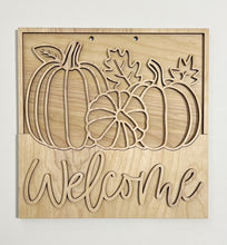 Welcome Fall Pumpkins Outlines Square Doorhanger