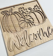 Welcome Fall Pumpkins Outlines Square Doorhanger