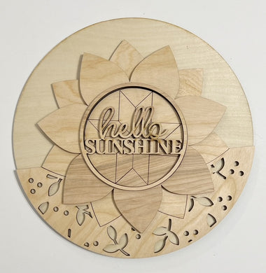Hello Sunshine Sunflower Quilt Round Doorhanger