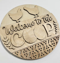 Welcome To The Coop Double Chicken Farm Round Doorhanger