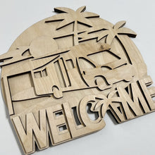 Large RV Camper Welcome with Palm Trees Doorhanger