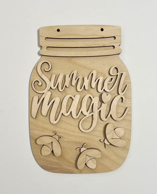 Summer Magic Fireflies Mason Jar Cutout Doorhanger